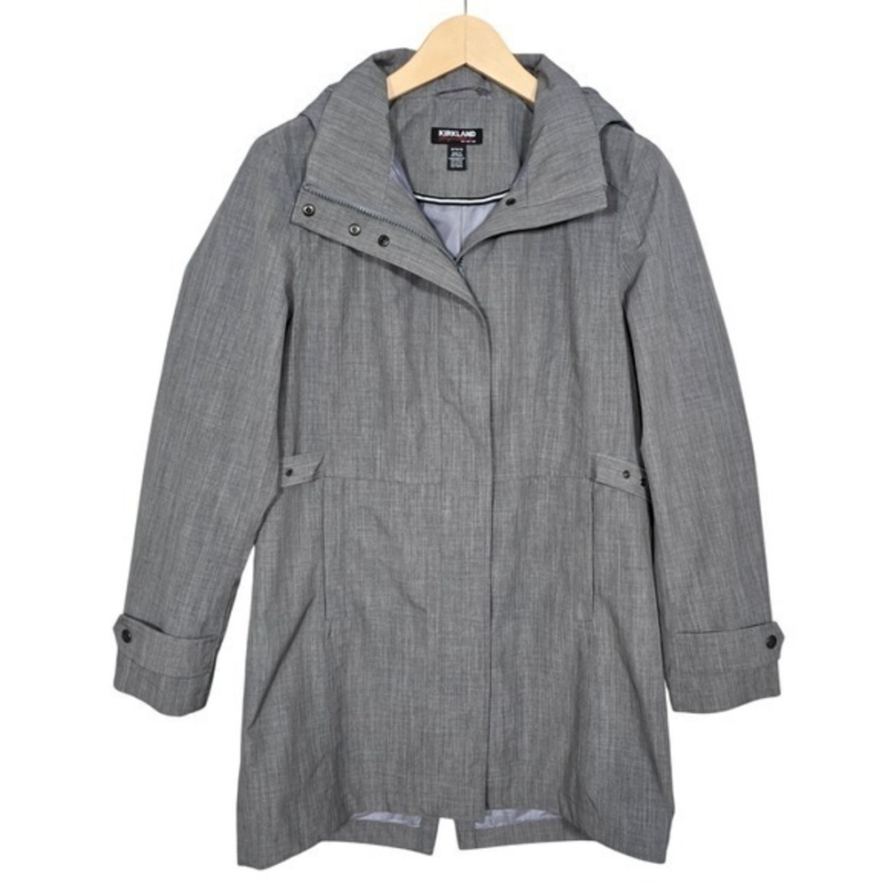 Kirkland Signature Women's Grey Textured Water Resistant Rain Jacket Medium
